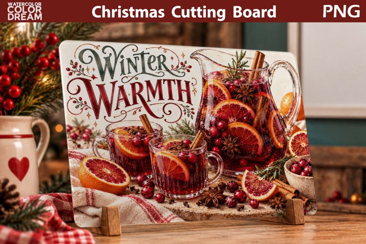 Winter Warmth Punch | Christmas Cutting Board Art example image 1