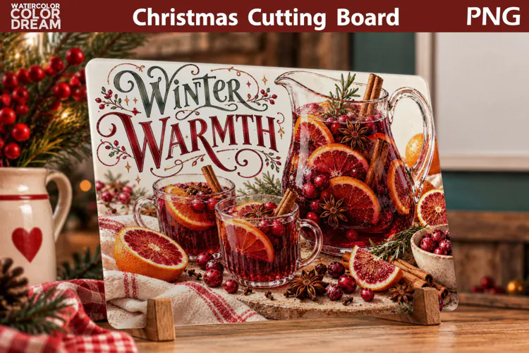 Winter Warmth Punch | Christmas Cutting Board Art