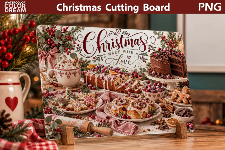 Christmas Baking Cutting Board | Holiday Cake Sublimation