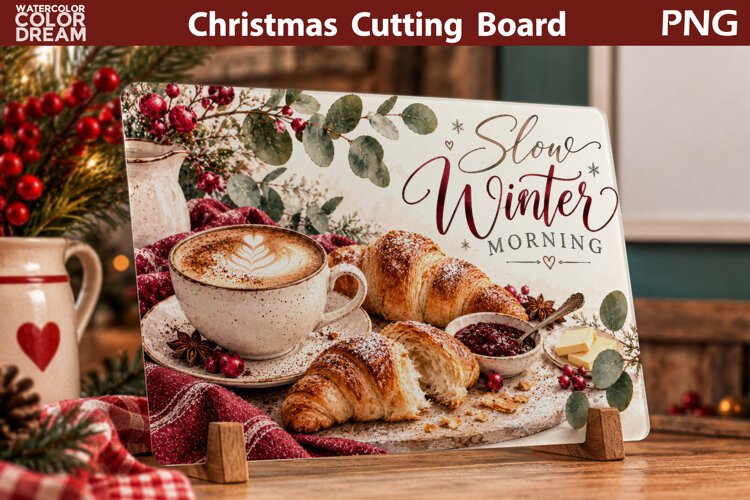 Christmas Baking Cutting Board | Winter Coffee Sublimation example image 1