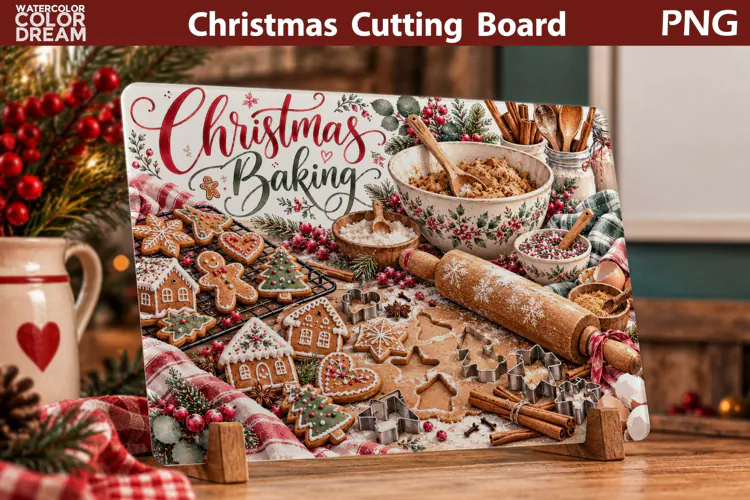 Christmas Gingerbread Cutting Board | Holiday Sublimation