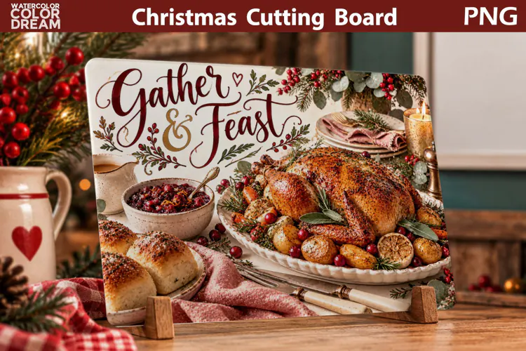 Christmas Roast Turkey | Holiday Cutting Board Sublimation
