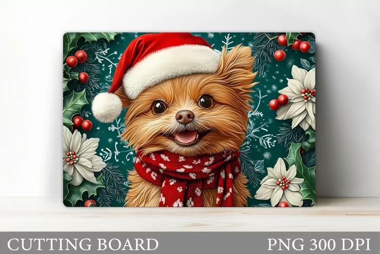 Cute Dog Cutting Board. Christmas Cutting Board Sublimation
