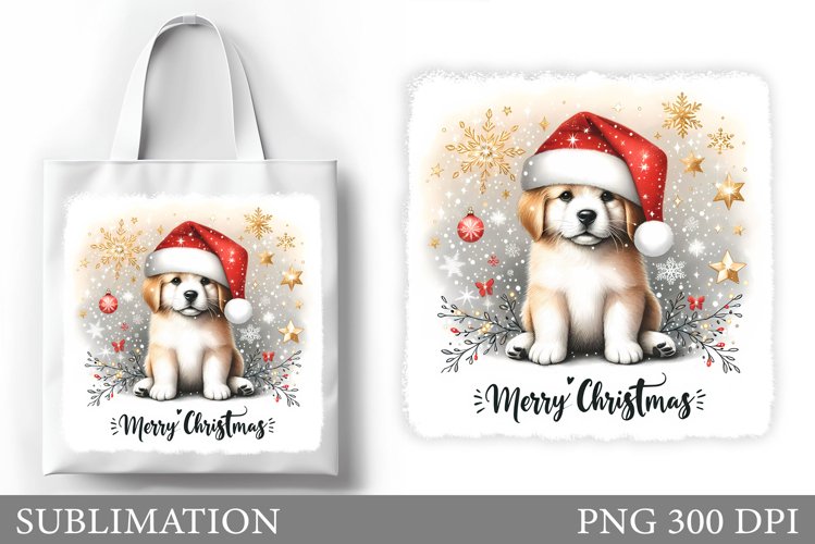 Christmas Dog Tote Bag. Christmas Tote Bag Sublimation