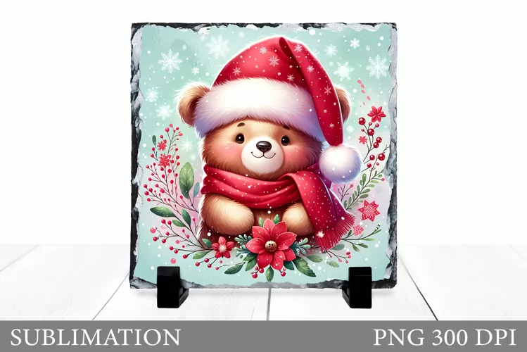 Christmas Bear Sublimation. Christmas Bear Slate Design