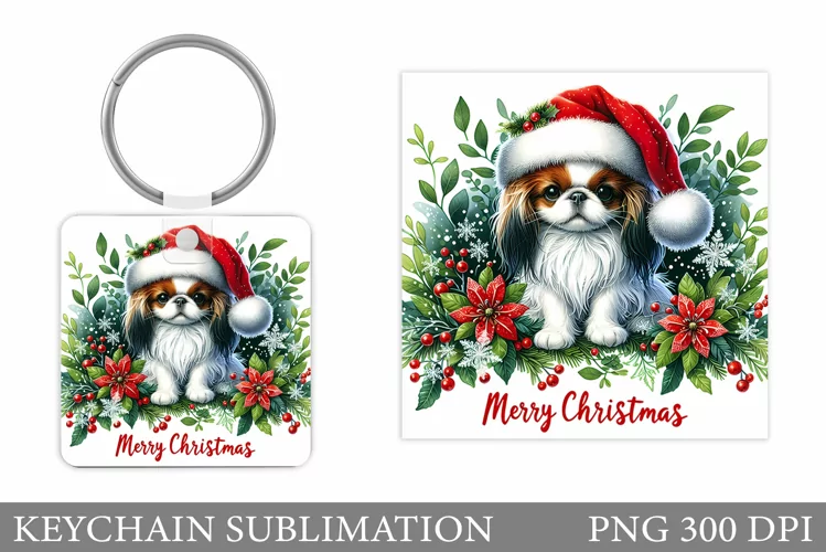 Christmas Dog Keychain. Christmas Keychain Sublimation