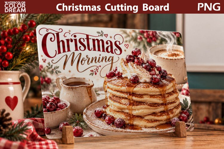 Christmas Morning Pancakes | Holiday Cutting Board Art example image 1