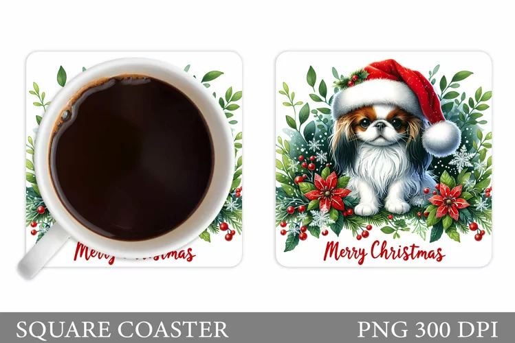 Cute Dog Coaster Design. Christmas Coaster Sublimation