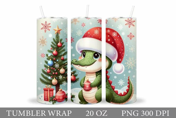 Christmas Crocodile Tumbler. Christmas Tumbler Sublimation