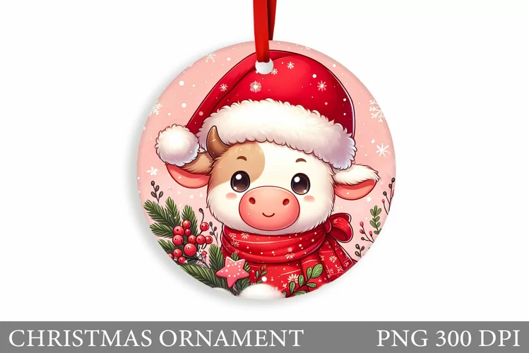 Christmas Cow Christmas Ornament. Christmas Ornament Design