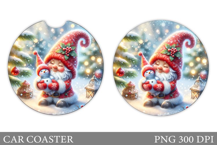 Christmas Gnome Car Coaster. Christmas Car Coaster Design example image 1