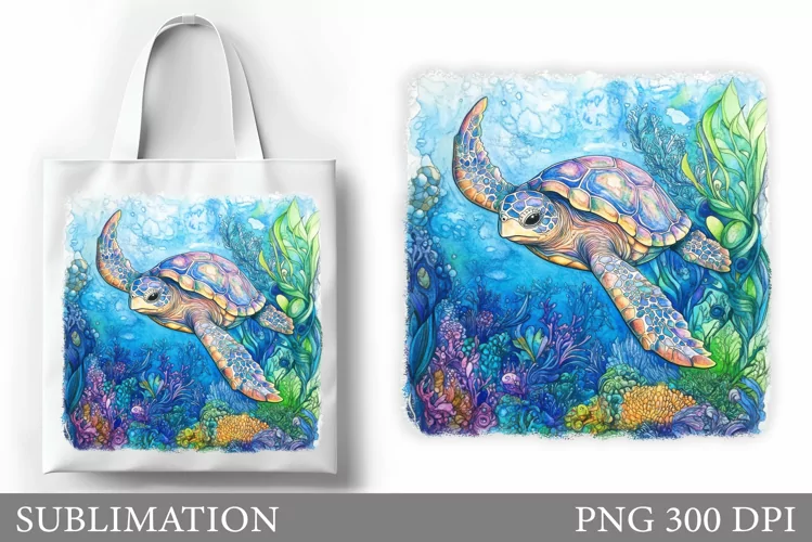 Sea Turtle Tote Bag Sublimation. Turtle Sublimation