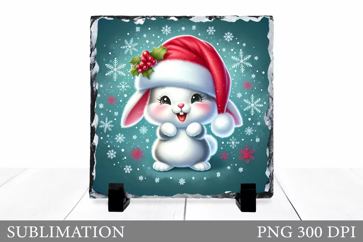 Christmas Bunny Sublimation. Christmas Bunny Slate Design