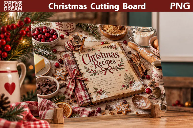 Christmas Recipe Book | Holiday Kitchen Sublimation Art