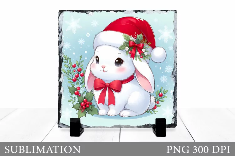 Christmas Bunny Sublimation. Christmas Bunny Slate Design