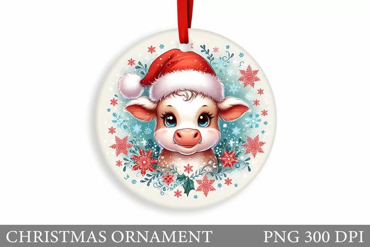 Christmas Cow Christmas Ornament. Christmas Ornament Design