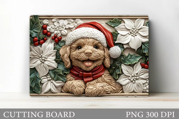 Cute Dog Cutting Board. Christmas Cutting Board Sublimation