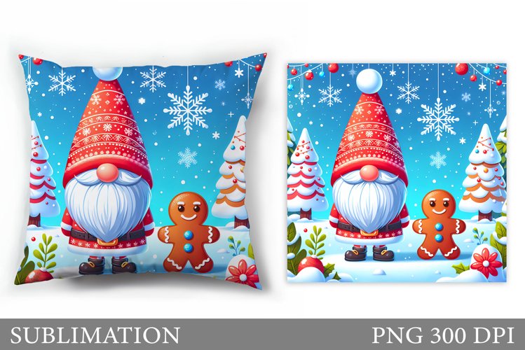 Cute Gnome Pillow Design. Christmas Pillow Sublimation