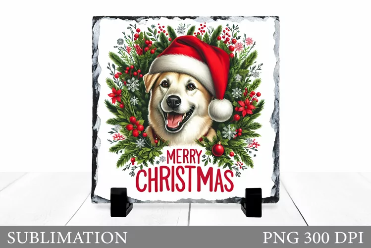 Christmas Dog Sublimation. Christmas Slate Sublimation