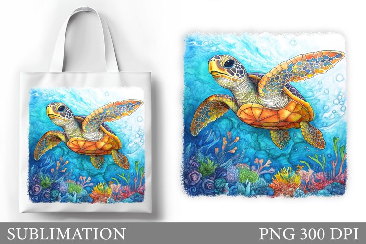 Sea Turtle Tote Bag Sublimation. Turtle Sublimation