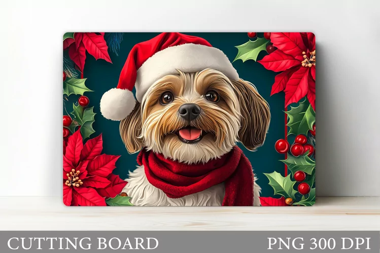 Cute Dog Cutting Board. Christmas Cutting Board Sublimation