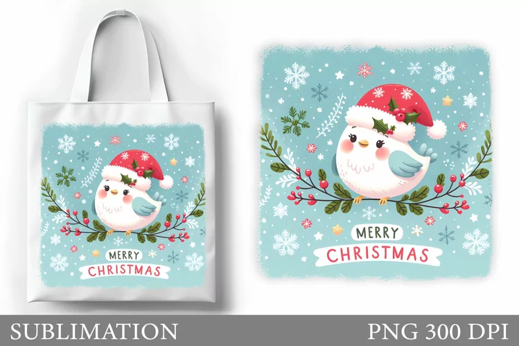 Christmas Bird Tote Bag. Christmas Tote Bag Design