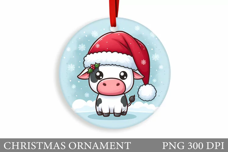 Christmas Cow Christmas Ornament. Christmas Ornament Design