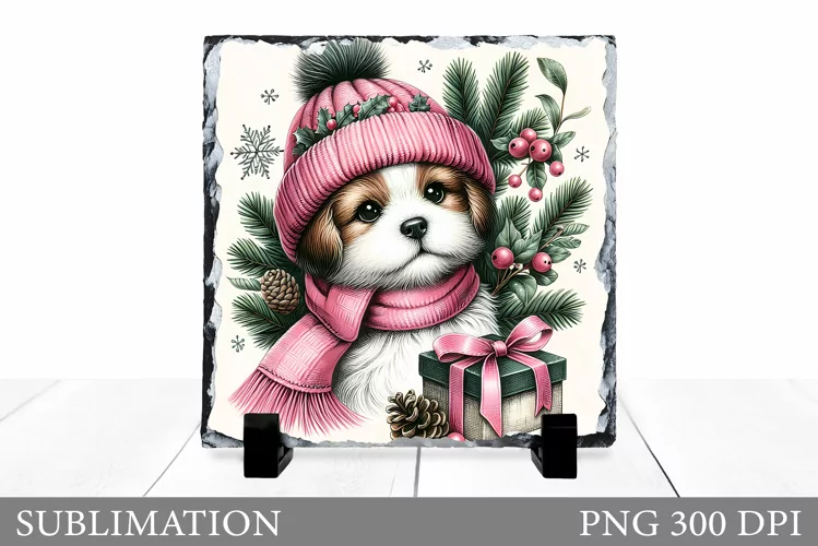 Christmas Dog Sublimation. Christmas Slate Sublimation