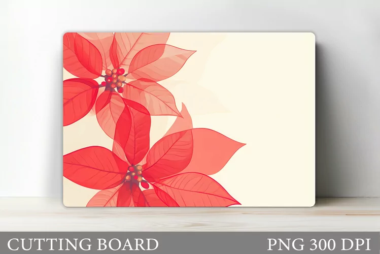 Poinsettia Cutting Board. Christmas Kitchen Cutting Board