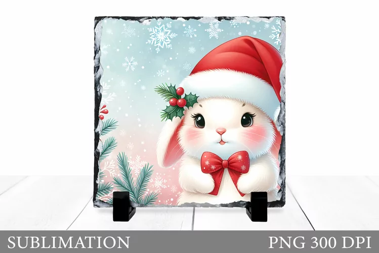 Christmas Bunny Sublimation. Christmas Bunny Slate Design