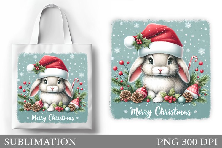 Christmas Bunny Tote Bag. Christmas Tote Bag Sublimation