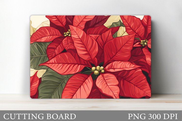 Poinsettia Cutting Board. Christmas Cutting Board Design example image 1