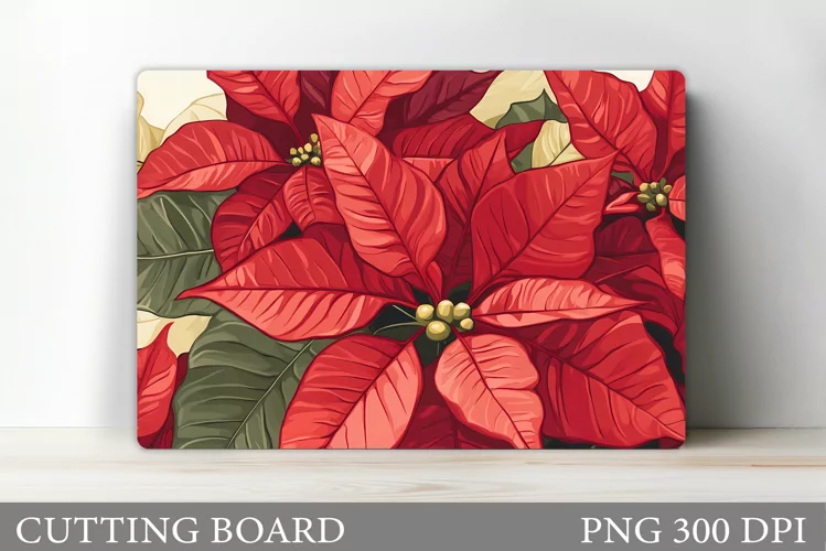 Poinsettia Cutting Board. Christmas Cutting Board Design