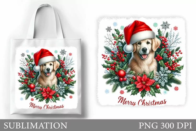 Christmas Dog Tote Bag. Christmas Tote Bag Sublimation
