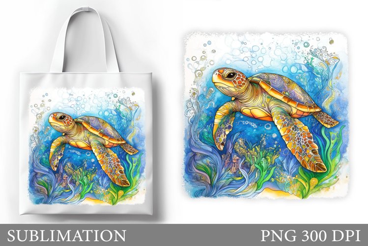 Turtle Tote Bag Sublimation. Sea Sublimation
