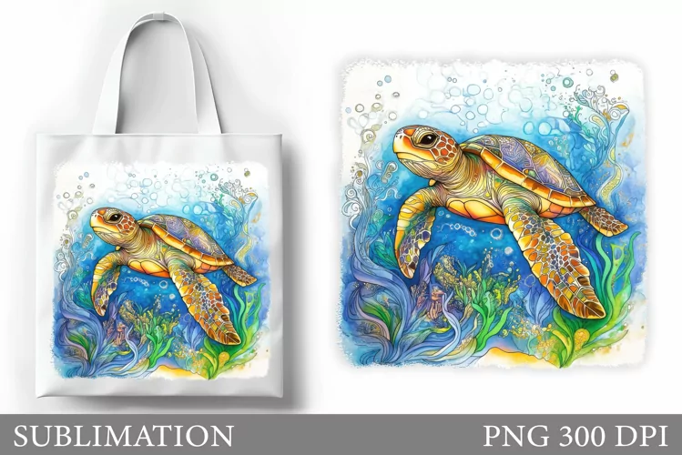 Turtle Tote Bag Sublimation. Sea Sublimation