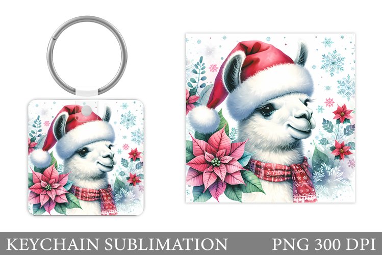 Christmas Lama Keychain. Cute Lama Keychain Design example image 1