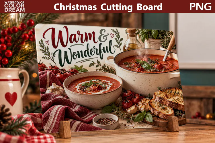 Tomato Soup Christmas | Holiday Cutting Board Art