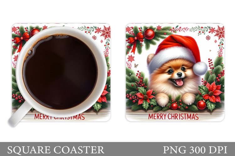 Christmas Dog Coaster. Christmas Coaster Sublimation
