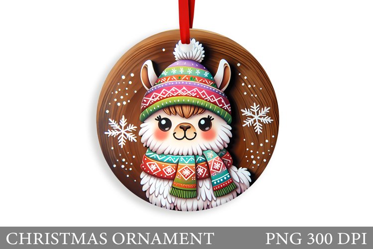 Cute Lama Christmas Ornament. Christmas Ornament Sublimation