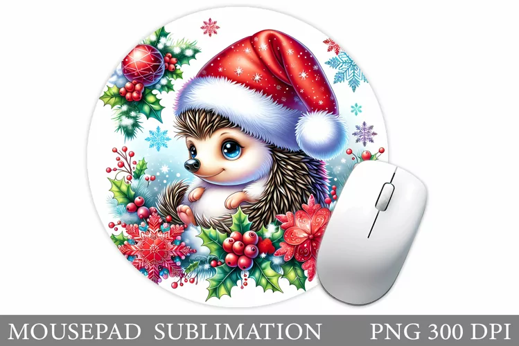 Cute Hedgehog Mouse Pad. Christmas Mouse Pad Sublimation