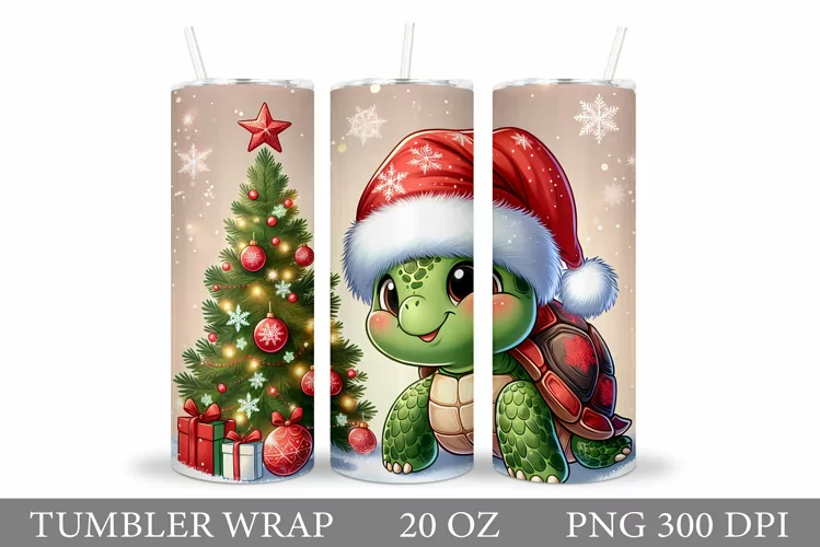 Christmas Turtle Tumbler. Christmas Tumbler Sublimation