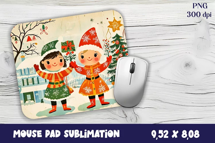 Christmas mouse pad winter / village sublimation