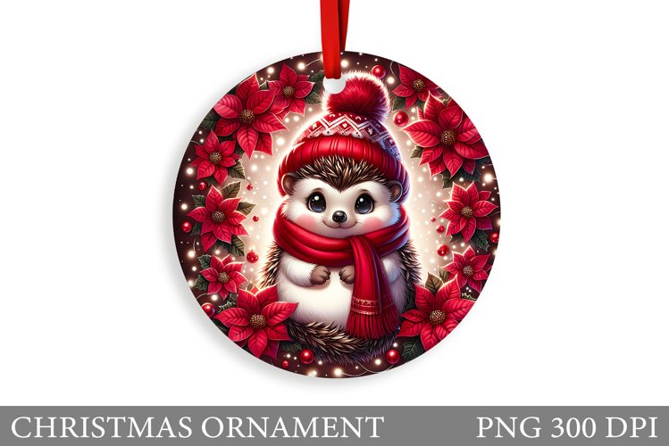 Cute Hedgehog Christmas Ornament. Cute Hedgehog Sublimation example image 1