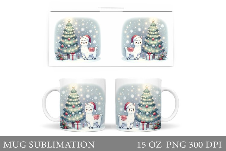 Christmas Lama Mug Design. Christmas Mug Sublimation