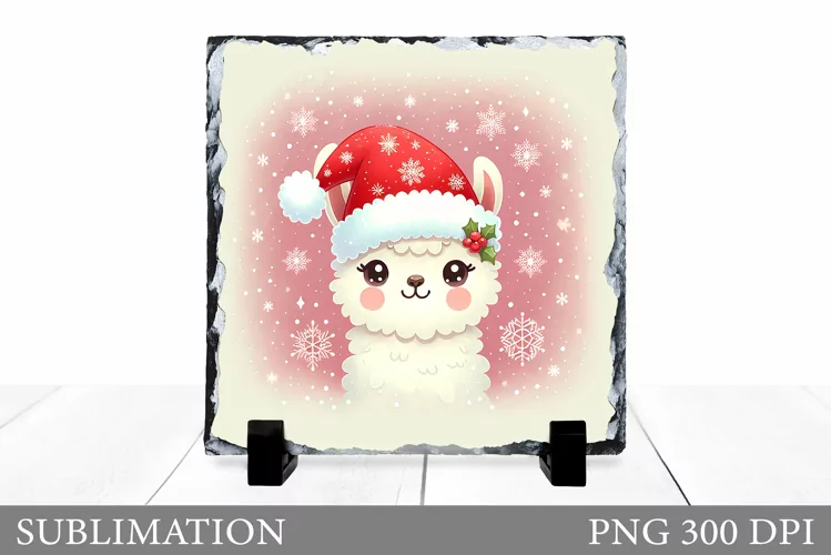 Christmas Lama Sublimation. Christmas Slate Sublimation