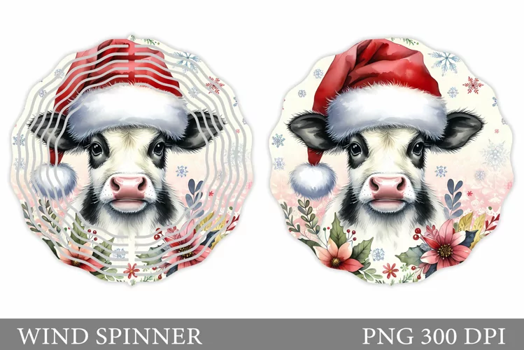 Christmas Cow Wind Spinner. Christmas Wind Spinner Design