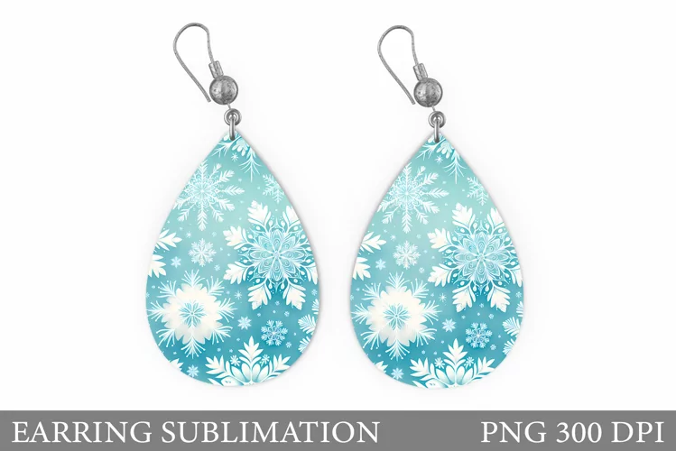 Snowflakes Earring Design. Snowflakes Teardrop Earring