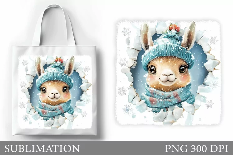 Christmas Lama Tote Bag. Christmas Tote Bag Sublimation