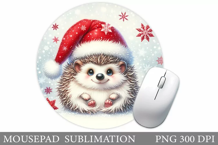 Cute Hedgehog Mouse Pad. Christmas Mouse Pad Sublimation
